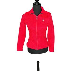 Womens’ Spyder raspberry red Major Core cable knit full zip sweater Size Small